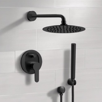 Shower Faucet Matte Black Shower System With Rain Shower Head and Hand Shower Remer SFH34